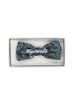 Michaelis strik, groen met blauw paisley dessin strik zijde