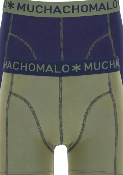 Muchachomalo boxershorts (2-pack), heren boxers normale lengte, blauw en olijfgroen