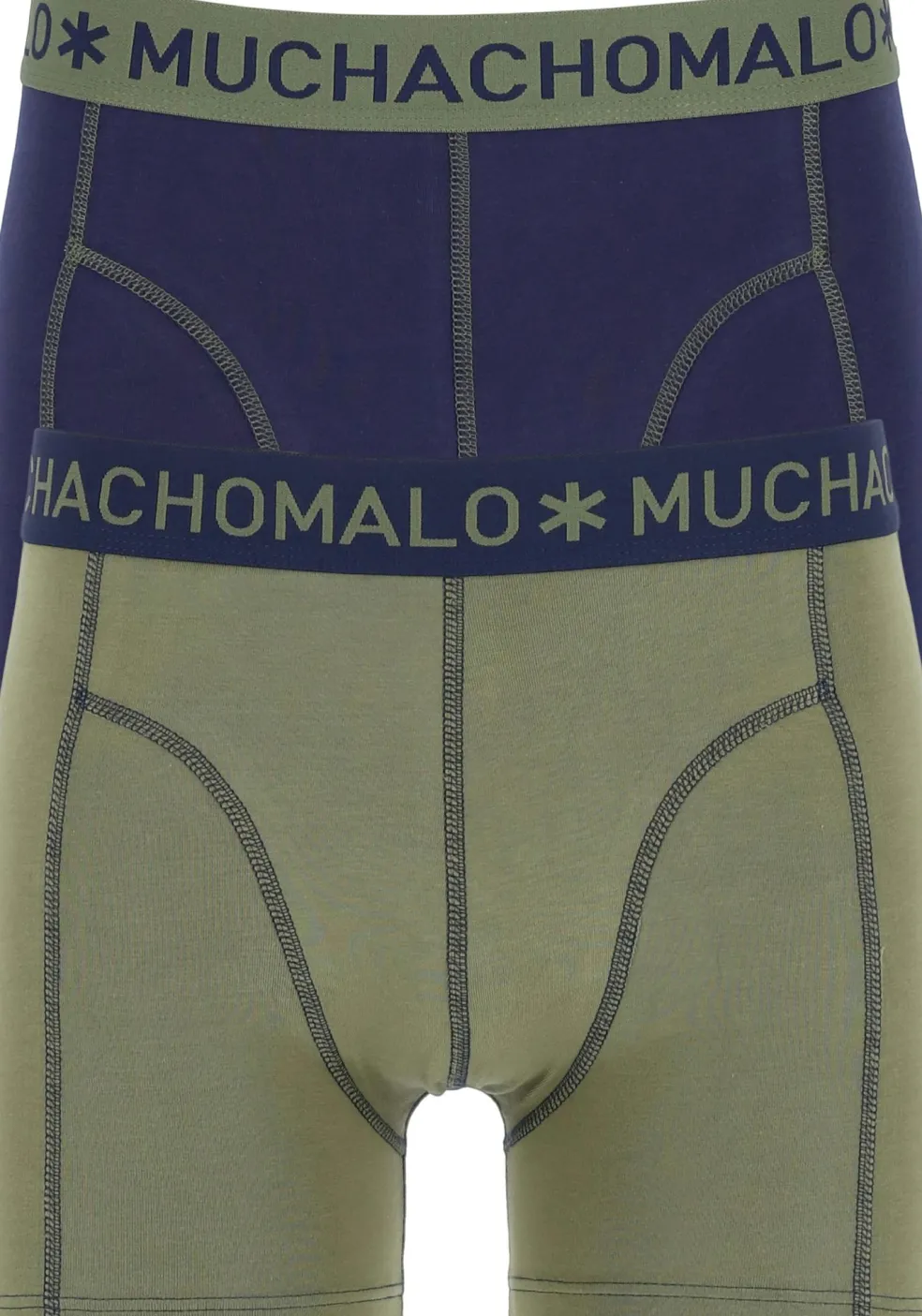 Muchachomalo boxershorts (2-pack), heren boxers normale lengte, blauw en olijfgroen