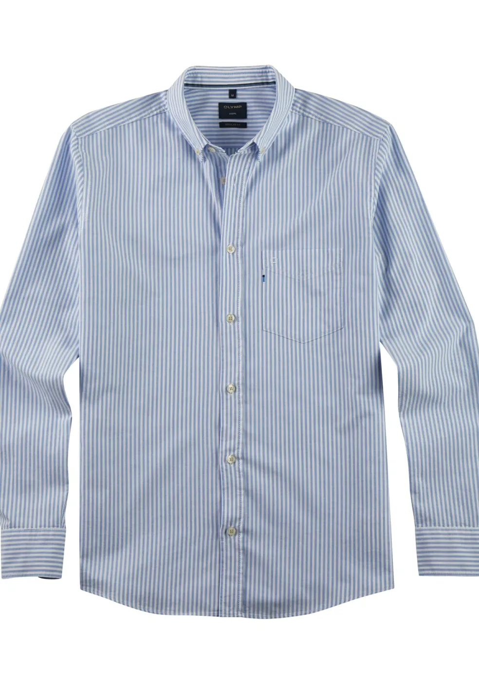 OLYMP Casual regular fit overhemd, popeline, blauw met wit gestreept