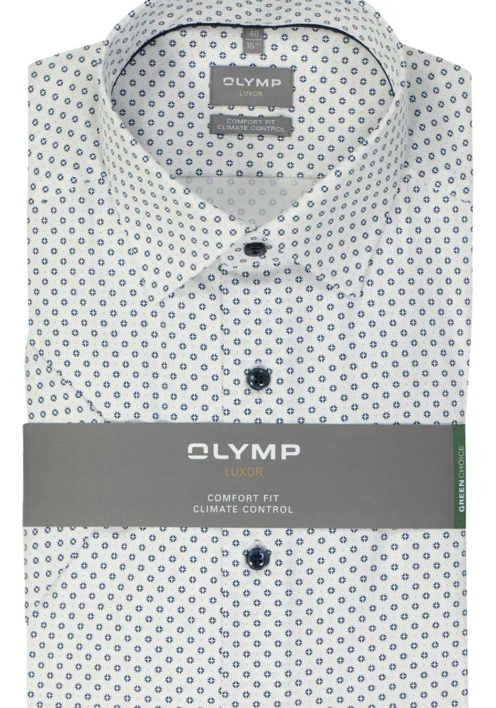 OLYMP comfort fit overhemd, korte mouw, dobby, wit dessin