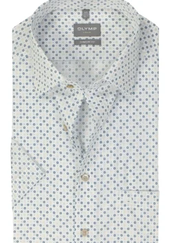 OLYMP comfort fit overhemd, korte mouw, popeline, beige dessin