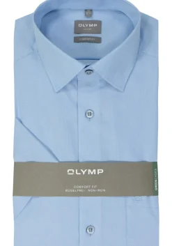 OLYMP comfort fit overhemd, korte mouw, structuur, lichtblauw
