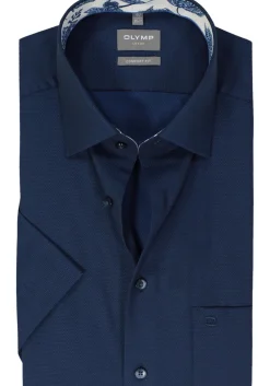 OLYMP comfort fit overhemd, korte mouw, structuur, marine blauw