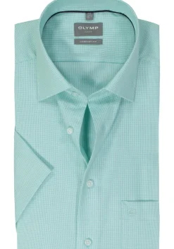 OLYMP comfort fit overhemd, korte mouw, structuur, mint groen