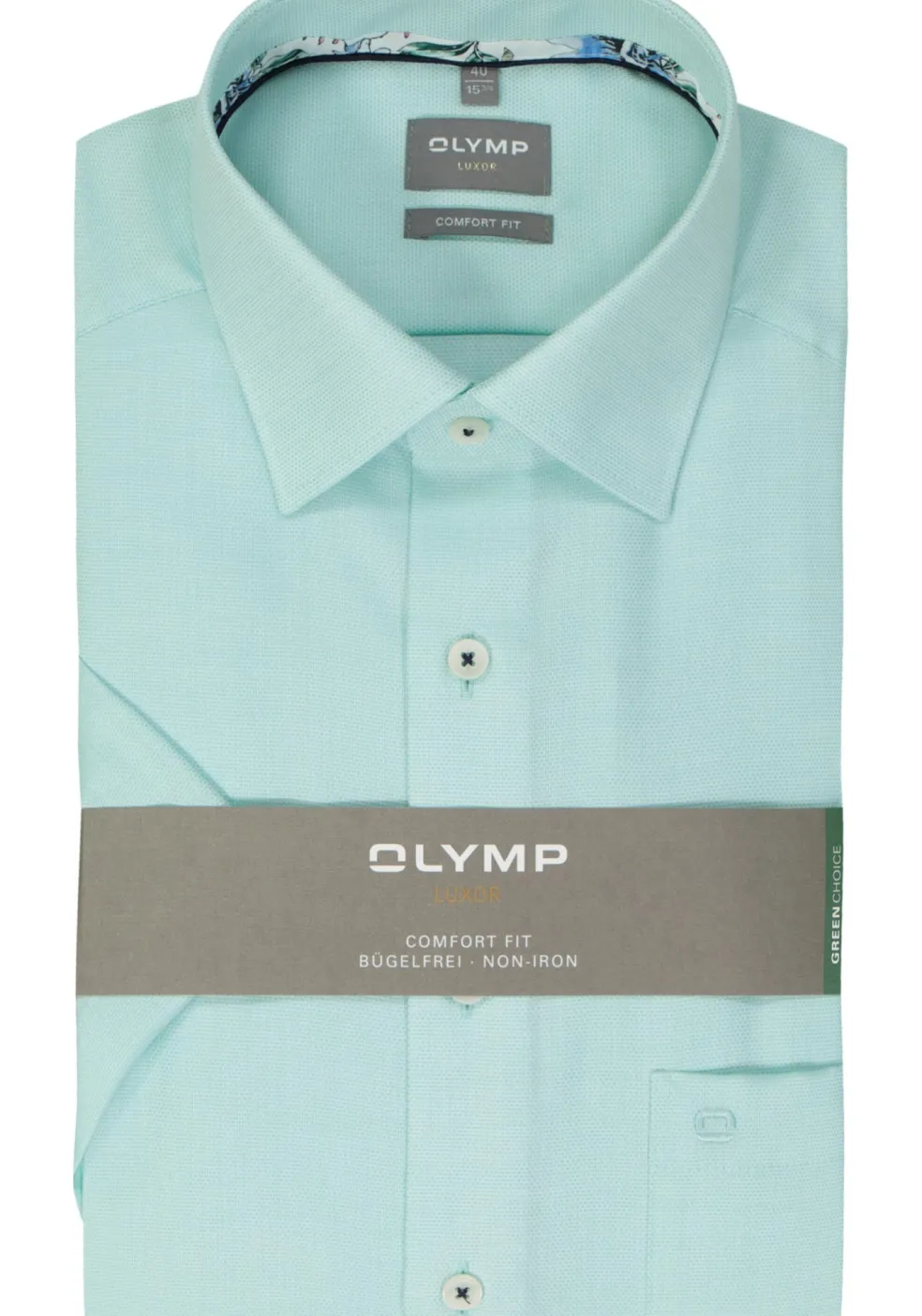 OLYMP comfort fit overhemd, korte mouw, structuur, mint groen