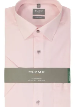 OLYMP comfort fit overhemd, korte mouw, structuur, roze