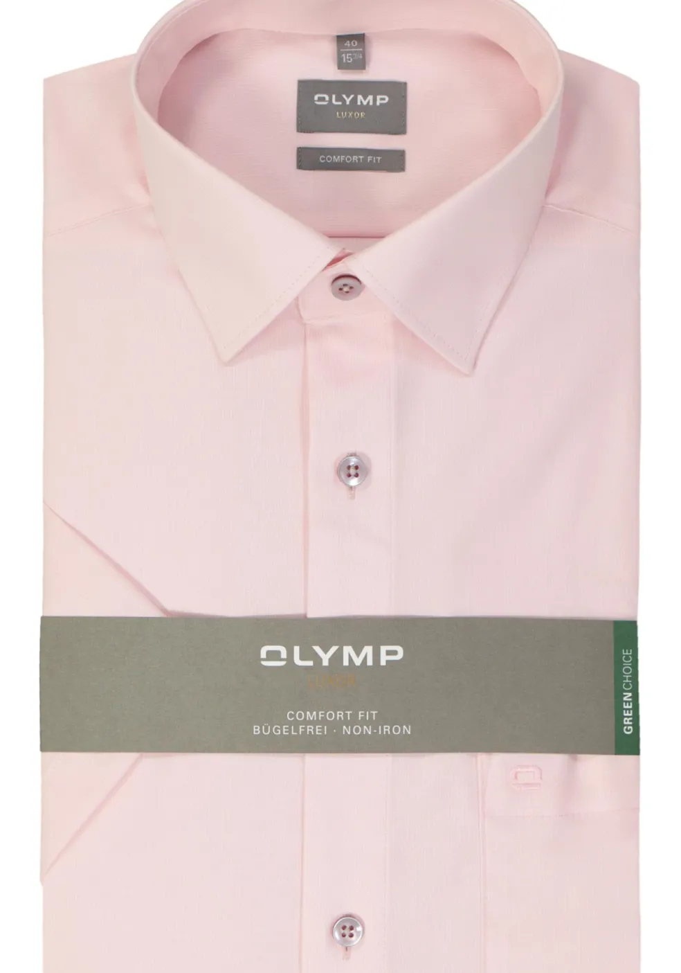 OLYMP comfort fit overhemd, korte mouw, structuur, roze