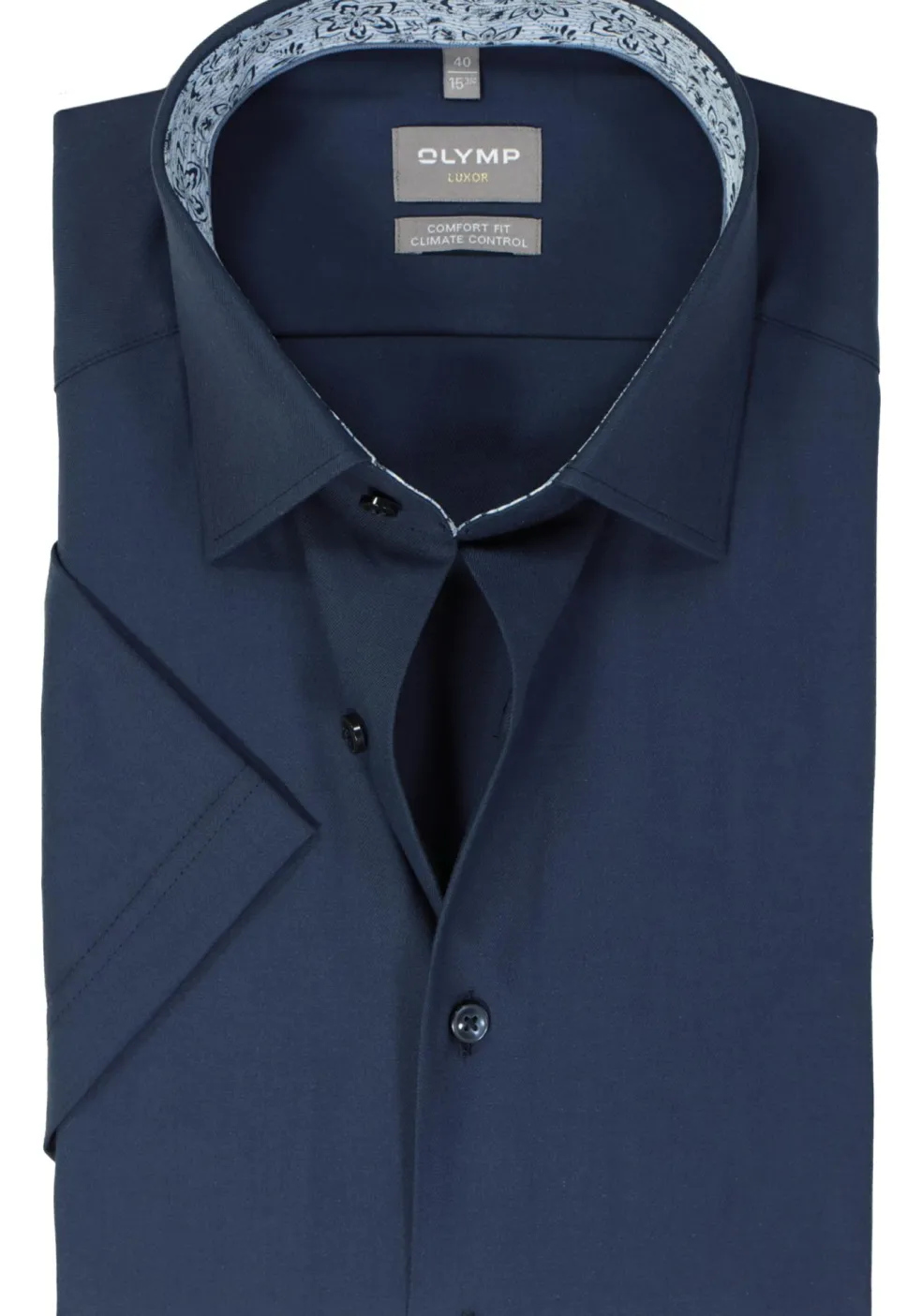 OLYMP comfort fit overhemd, korte mouw, twill, marine blauw