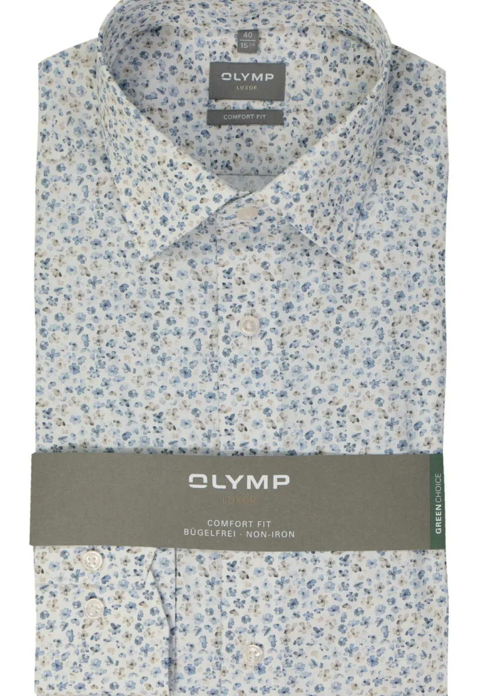 OLYMP comfort fit overhemd, popeline, wit bloemetjes dessin