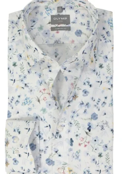 OLYMP comfort fit overhemd, popeline, wit dessin