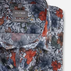 OLYMP comfort fit overhemd, popeline, wit dessin