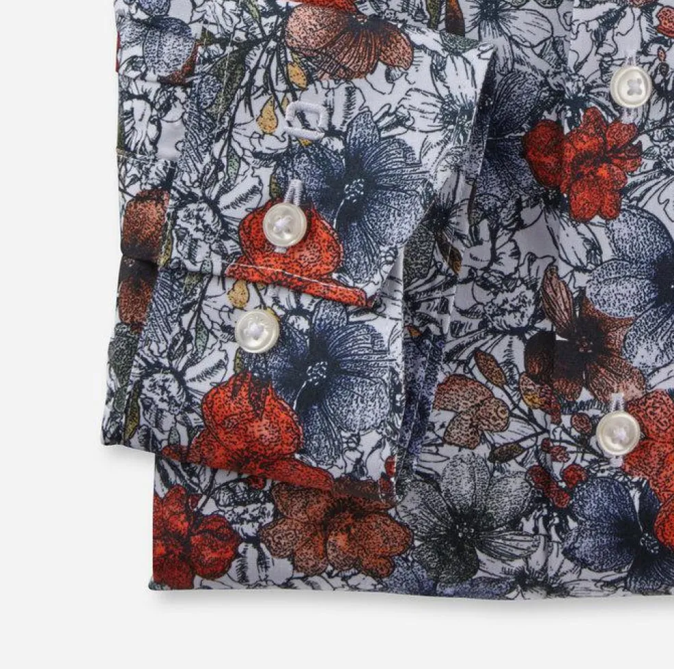 OLYMP comfort fit overhemd, popeline, wit dessin