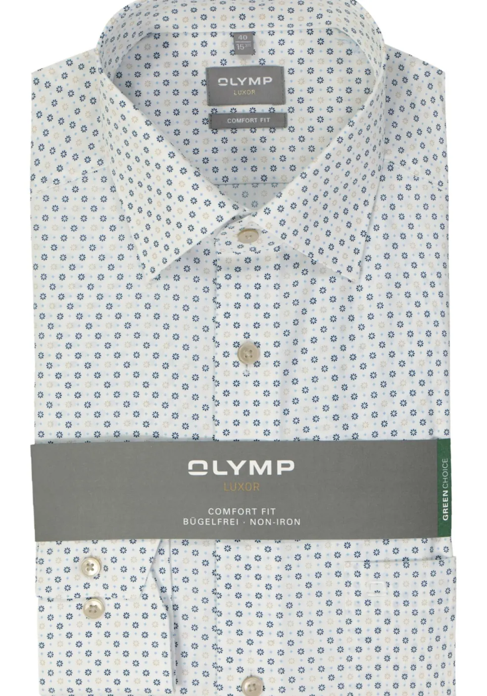 OLYMP comfort fit overhemd, popeline, beige dessin