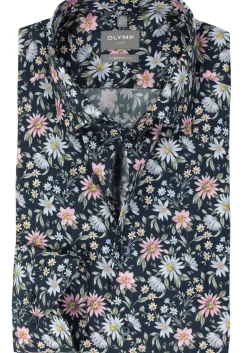 OLYMP comfort fit overhemd, popeline, marine blauw dessin