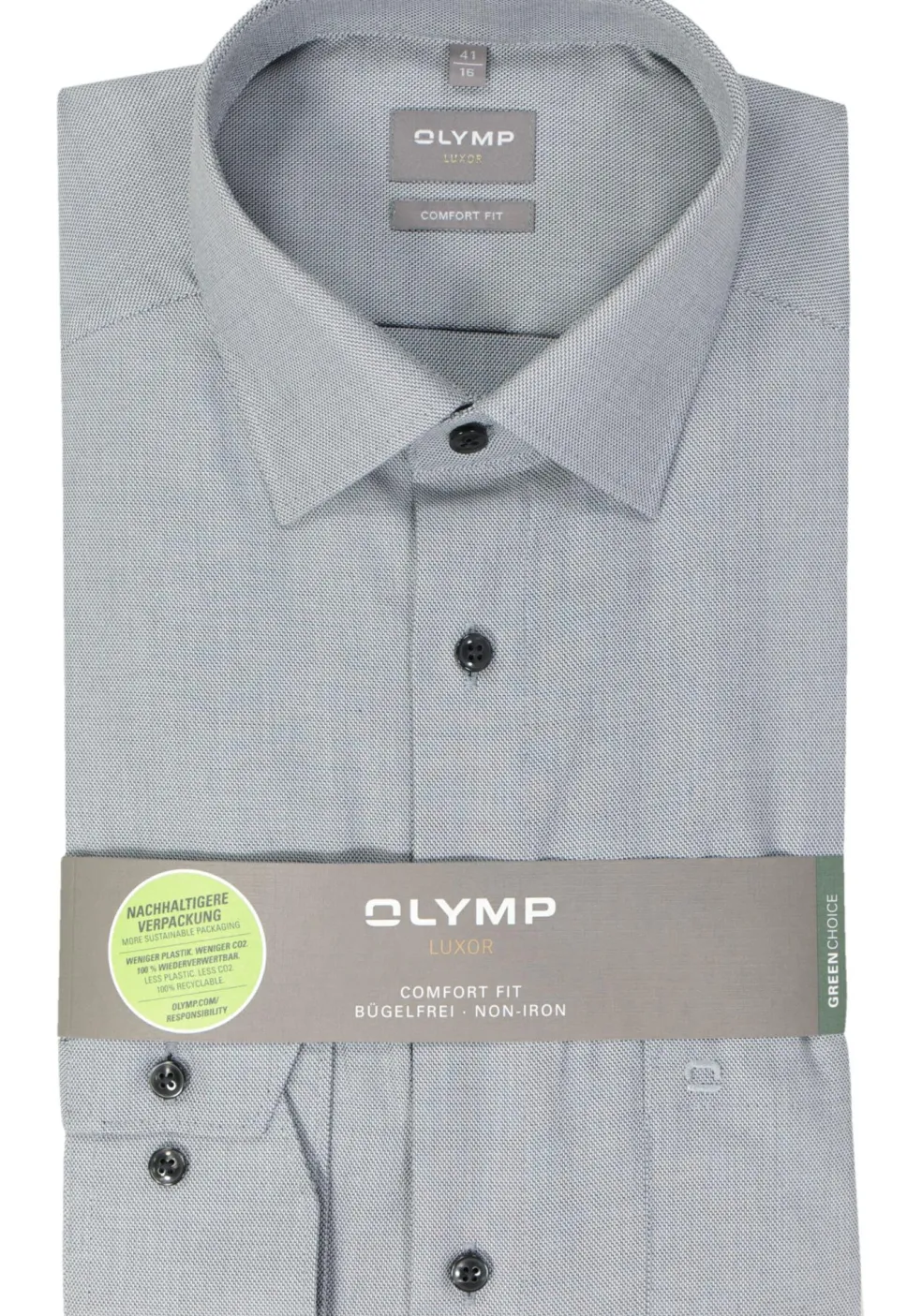 OLYMP comfort fit overhemd, structuur, zilvergrijs