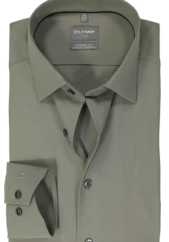 OLYMP comfort fit overhemd, twill, grijsgroen