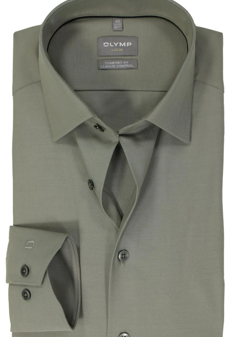 OLYMP comfort fit overhemd, twill, grijsgroen