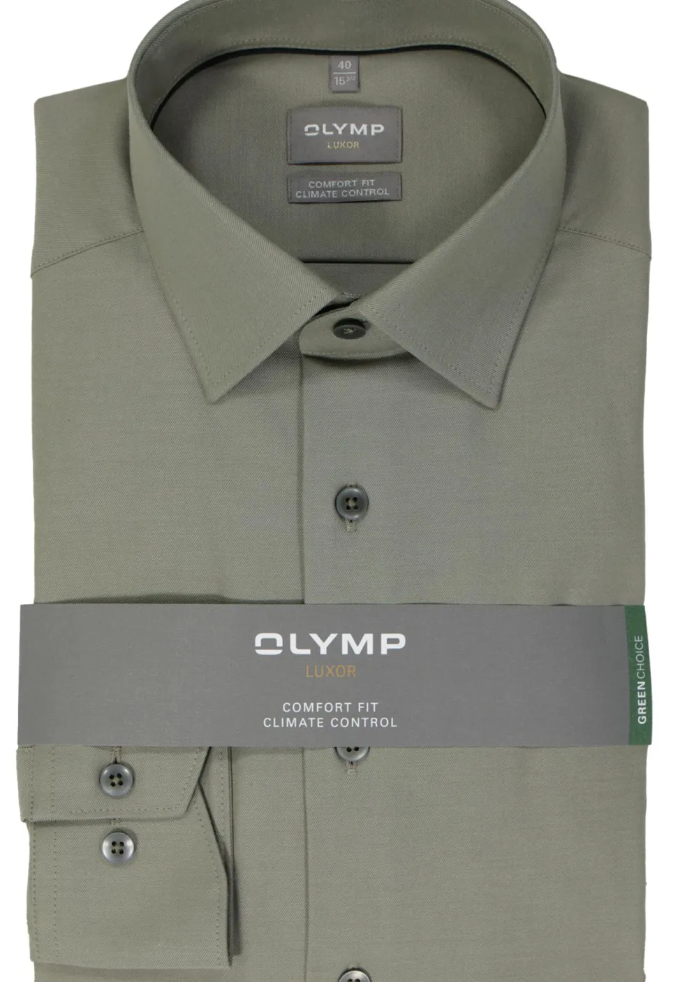 OLYMP comfort fit overhemd, twill, grijsgroen