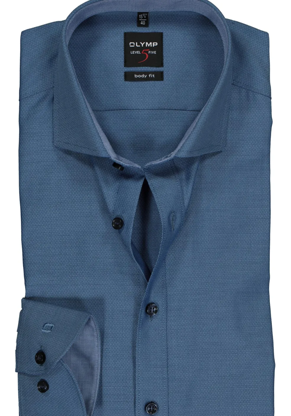 OLYMP Level 5 body fit overhemd, blauw structuur (contrast)
