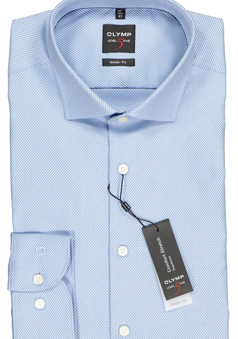 OLYMP Level 5 body fit overhemd, lichtblauw diamant twill
