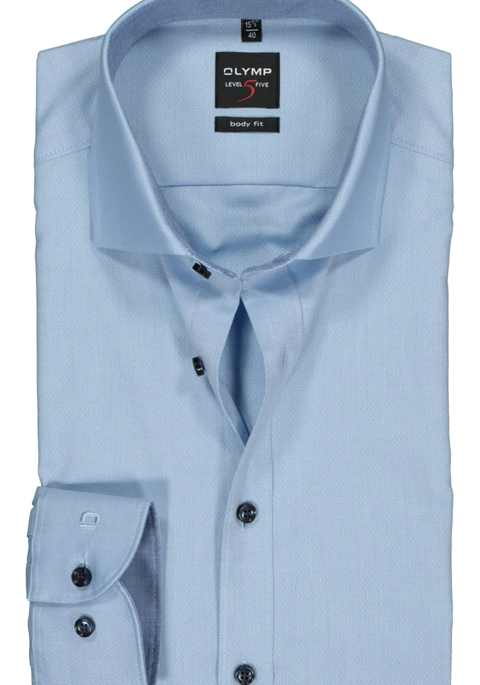 OLYMP Level 5 body fit overhemd, lichtblauw structuur (contrast)