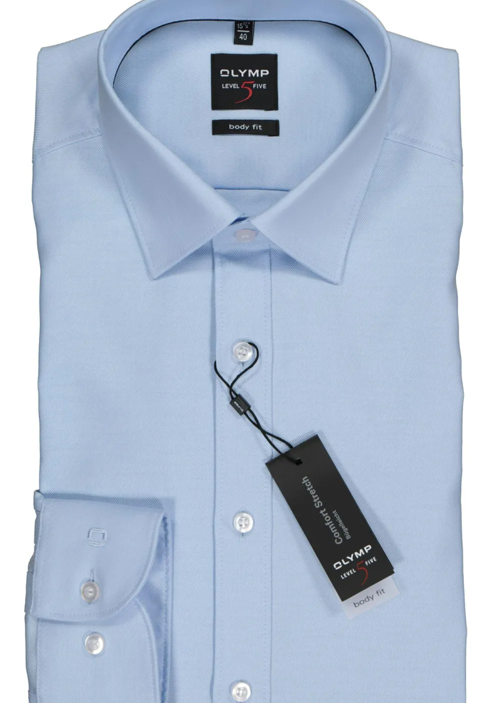 OLYMP Level 5 body fit overhemd, lichtblauw twill
