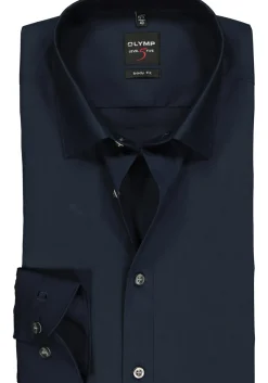 OLYMP Level 5 body fit overhemd, mouwlengte 7, nacht blauw