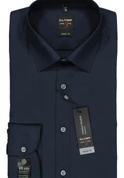 OLYMP Level 5 body fit overhemd, mouwlengte 7, nacht blauw