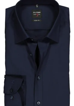 OLYMP Level 5 body fit overhemd, nachtblauw twill