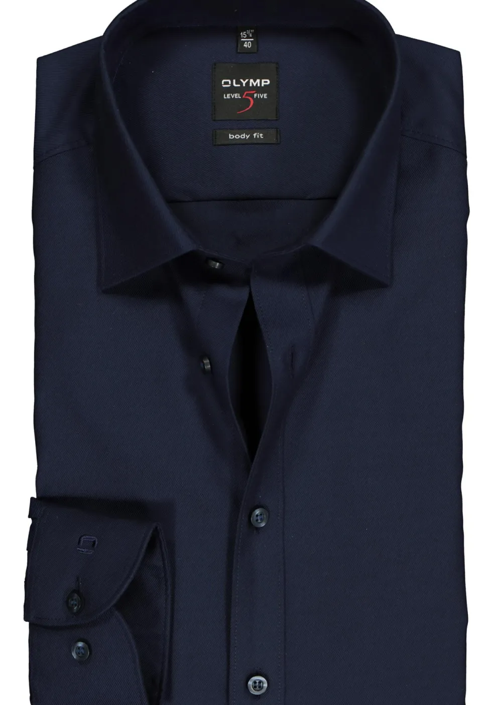 OLYMP Level 5 body fit overhemd, nachtblauw twill
