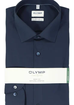 OLYMP Level 5 body fit overhemd, popeline, donkerblauw