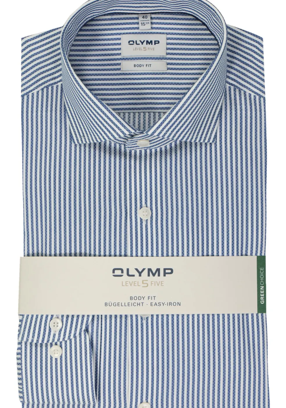 OLYMP Level 5 body fit overhemd, popeline, royal blauw gestreept