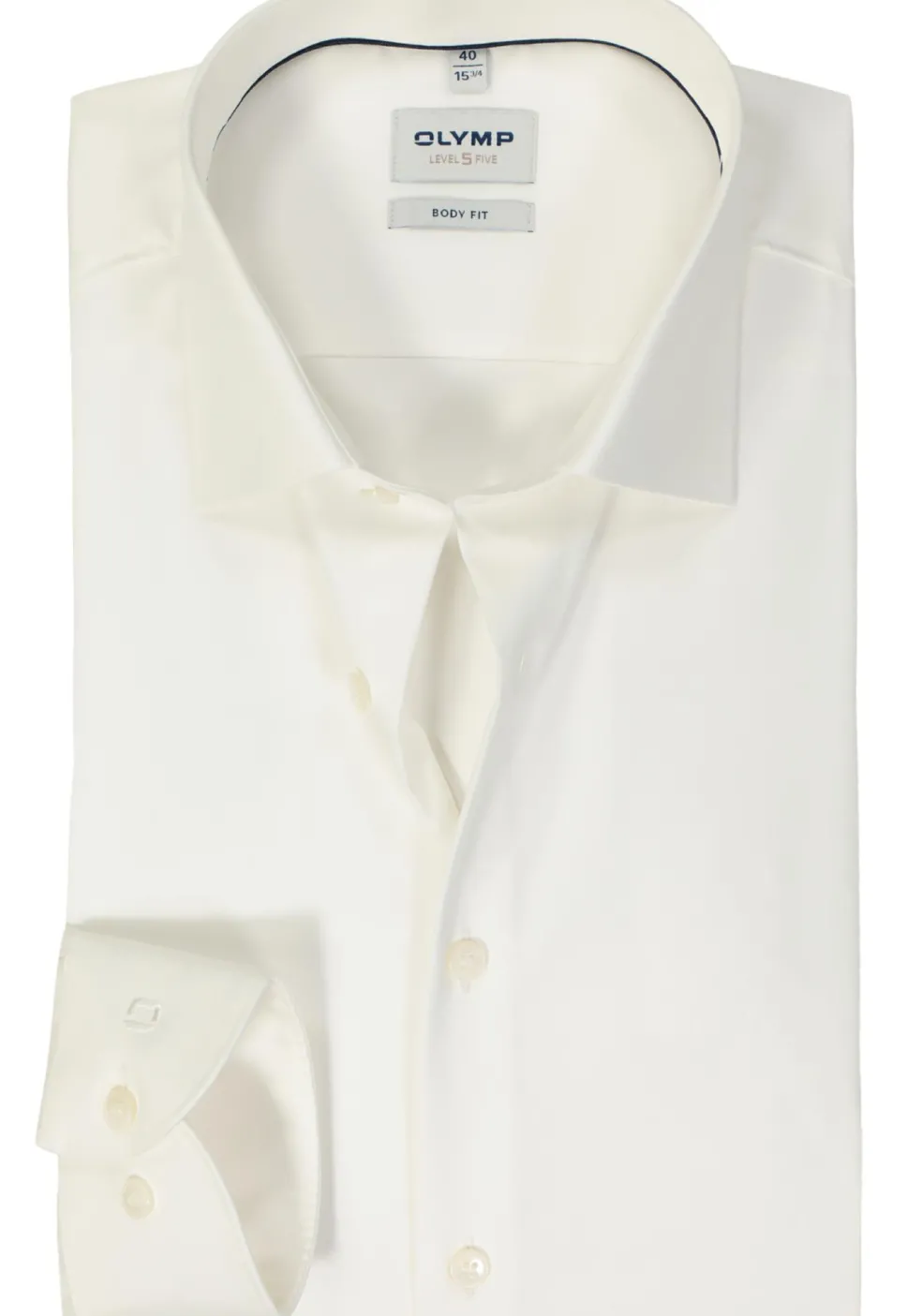 OLYMP Level 5 body fit overhemd, satijnbinding, lichtbeige