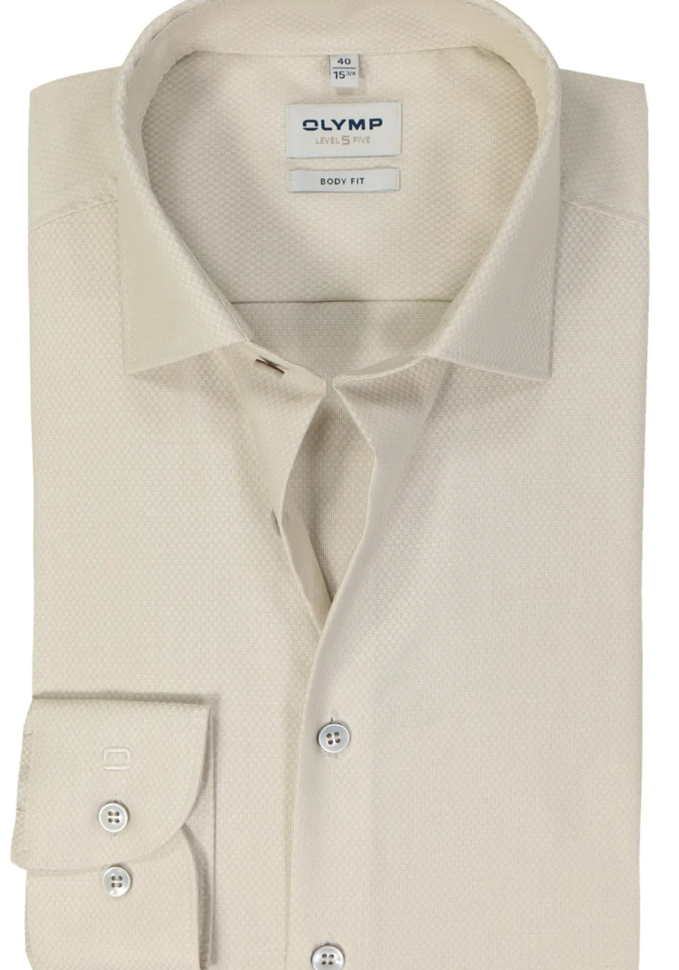 OLYMP Level 5 body fit overhemd, structuur, beige