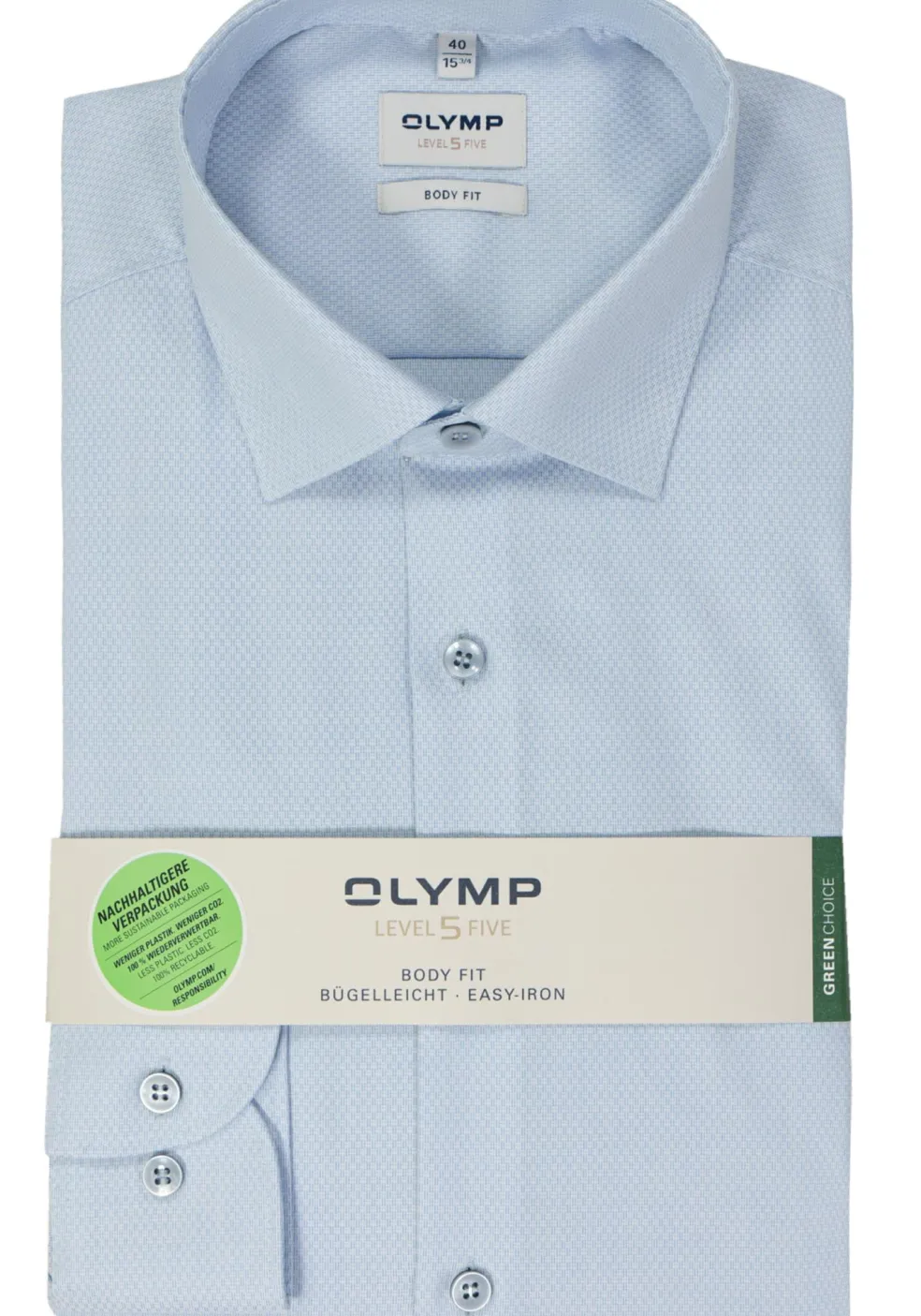 OLYMP Level 5 body fit overhemd, structuur, lichtblauw