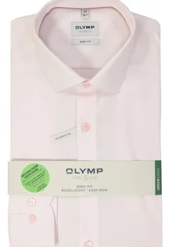 OLYMP Level 5 body fit overhemd, structuur, roze