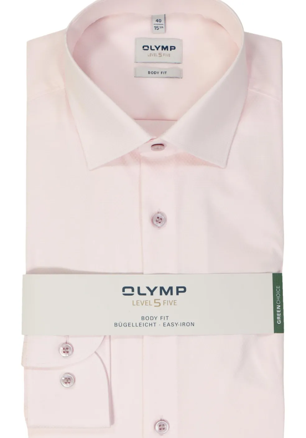 OLYMP Level 5 body fit overhemd, structuur, roze