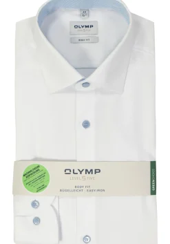 OLYMP Level 5 body fit overhemd, structuur, wit