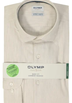 OLYMP Level 5 body fit overhemd, twill, beige