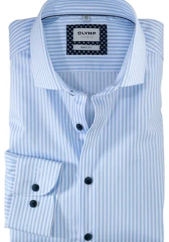 OLYMP Level 5 body fit overhemd, twill, bleu gestreept