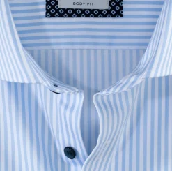 OLYMP Level 5 body fit overhemd, twill, bleu gestreept