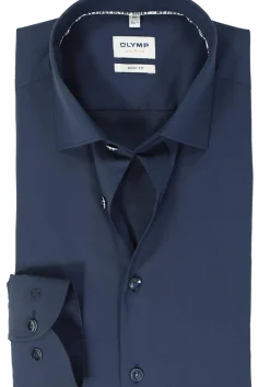 OLYMP Level 5 body fit overhemd, twill, marine blauw