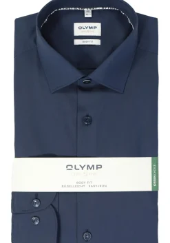 OLYMP Level 5 body fit overhemd, twill, marine blauw