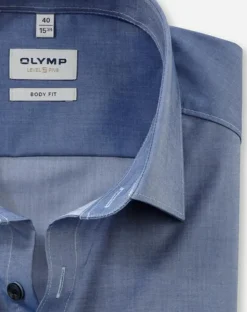 OLYMP Level 5 body fit overhemd, twill, rookblauw
