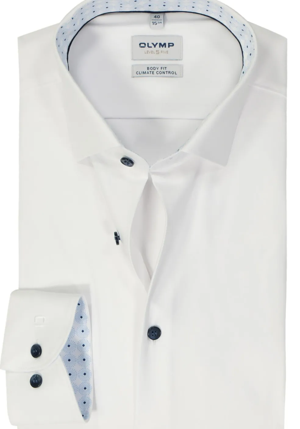 OLYMP 24/7 Level 5 body fit overhemd, mouwlengte 7, twill, wit
