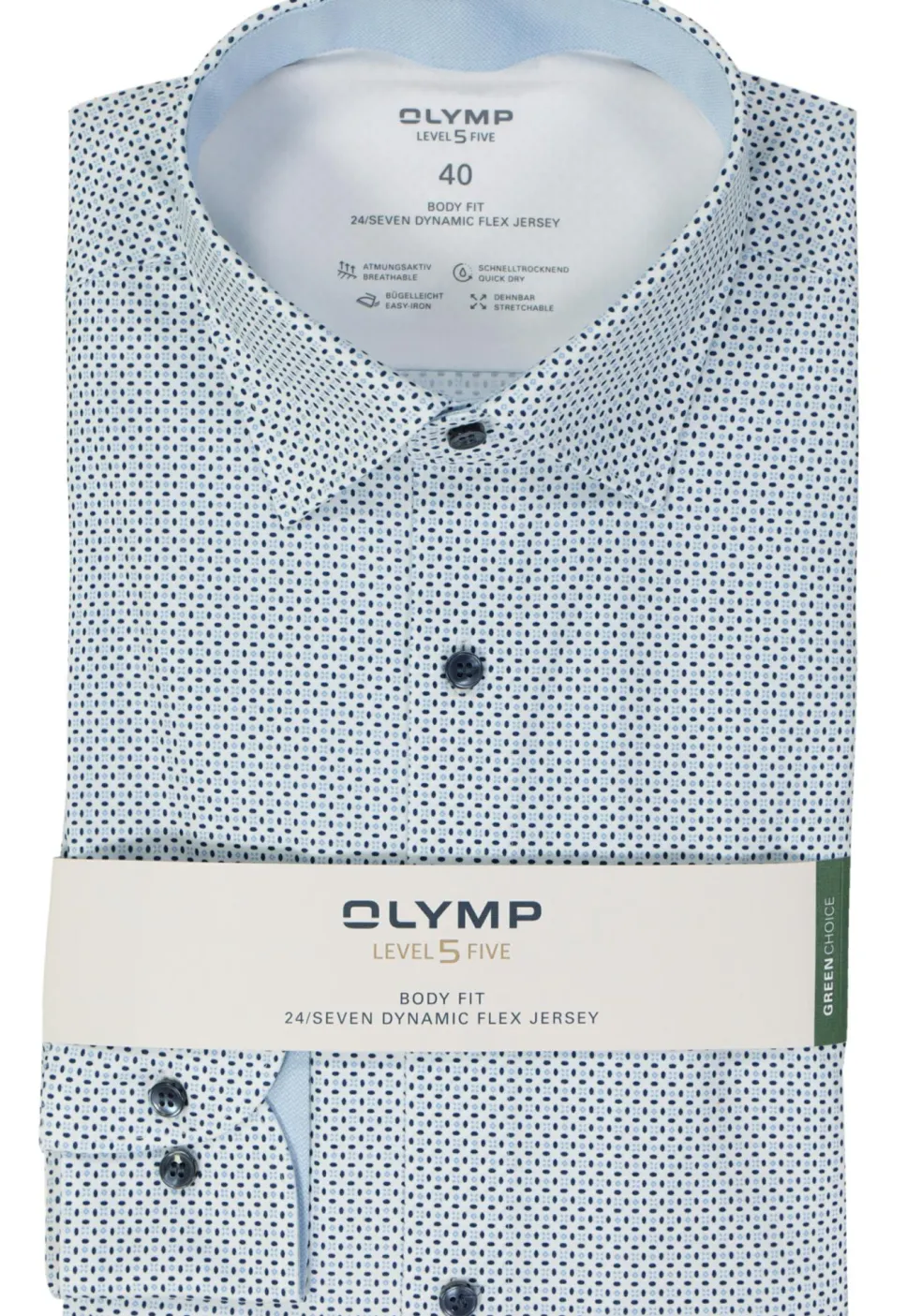 OLYMP 24/7 Level 5 body fit overhemd, tricot, wit dessin