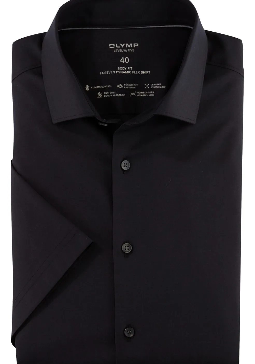 OLYMP 24/7 Level 5 body fit overhemd, twill, zwart