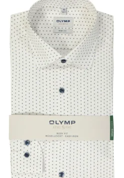 OLYMP Level 5 body fit overhemd, dobby, beige dessin
