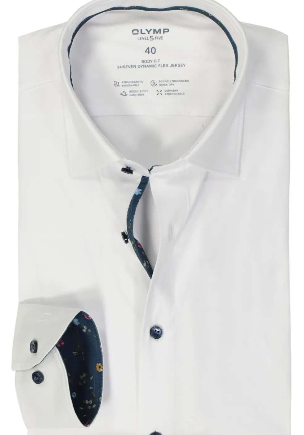 OLYMP 24/7 Level 5 body fit overhemd, tricot, wit